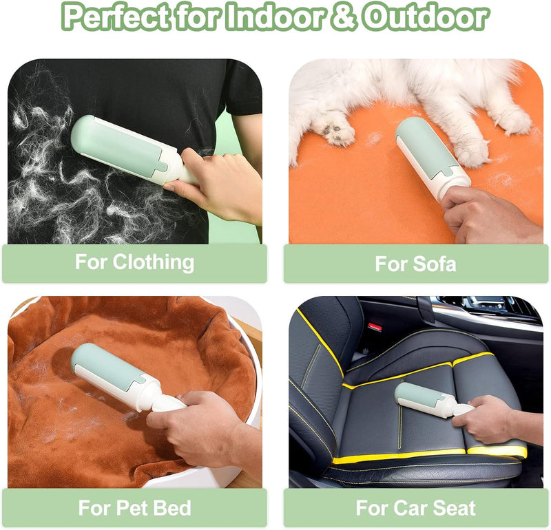Rolo Removedor de Pelos de Animais Reutilizável, Removedor de Pelos de Cão e Gato com Pega Confortável Antideslizante, Ferramenta Portátil de Remoção de Pelos com Base Autolimpante para Sofá, Assento de Carro, Tapetes e Roupa de Cama