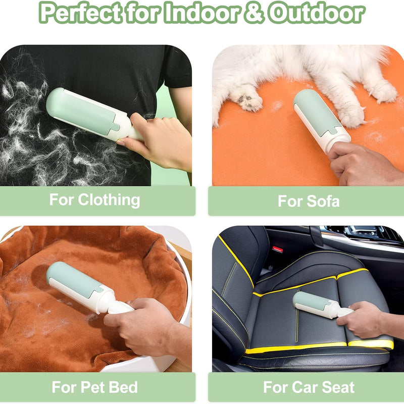 Rolo Removedor de Pelos de Animais Reutilizável, Removedor de Pelos de Cão e Gato com Pega Confortável Antideslizante, Ferramenta Portátil de Remoção de Pelos com Base Autolimpante para Sofá, Assento de Carro, Tapetes e Roupa de Cama