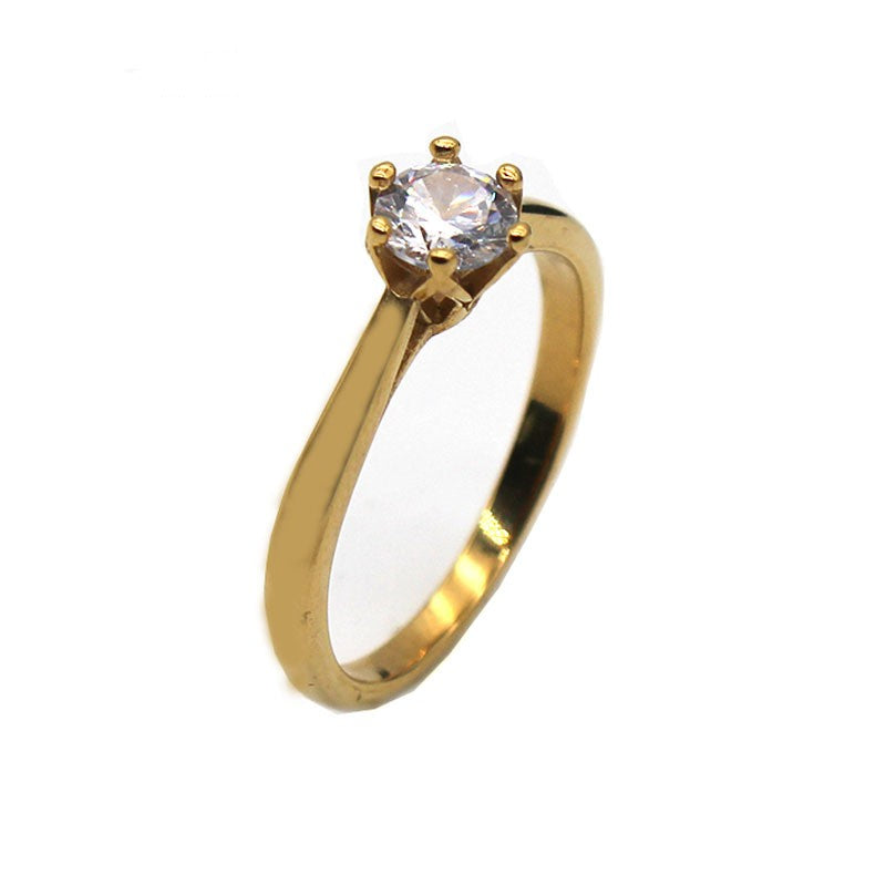 Mit Stein eingelegter Ring, hundertfach kombinierbarer Partnerring, Diamantring, Titanstahl, verblasst nicht
