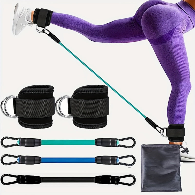 Widerstandsbänder mit Knöchelriemen, Hüft- und Beinkraft, Zugseil, Fitness, elastisches Training, Heim-Yoga, Pilates, Crossfit-Workout, Fitnessgeräte