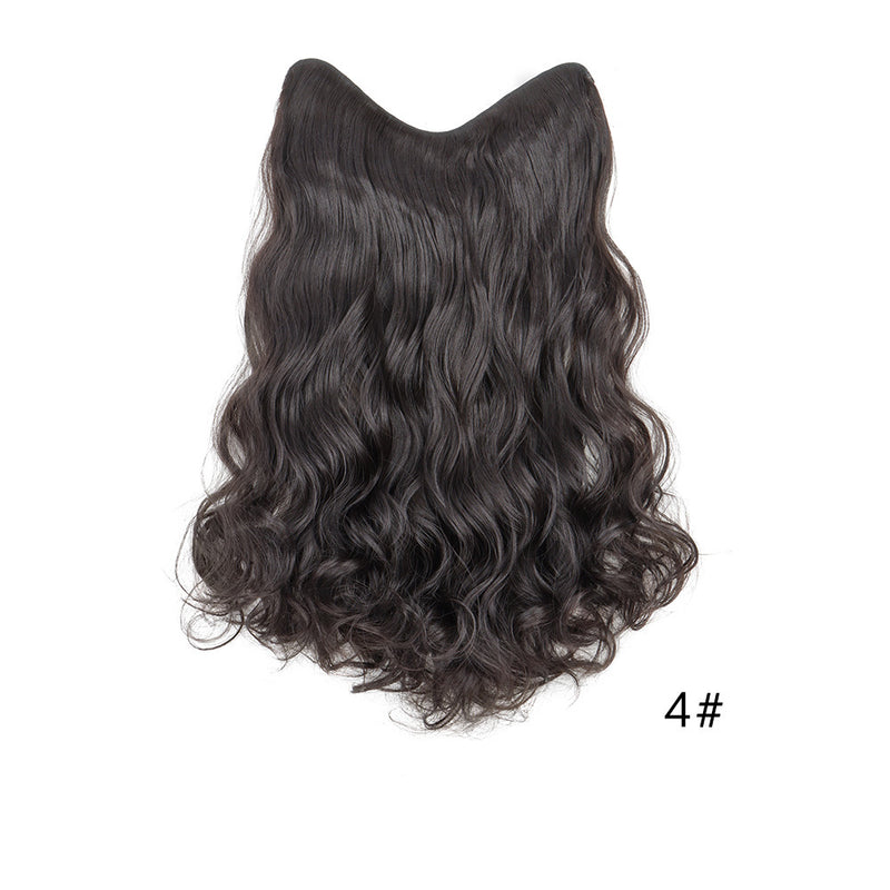 Womens Hair Extension Piece 4-clip One-piece V-shaped Long Curly Extension U-shaped Large Wave