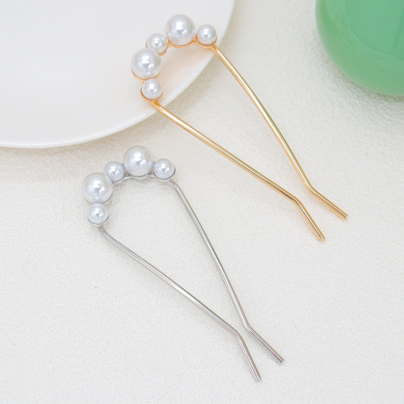 Fashion All-match Simple Pearl U-shaped Hair Clasp