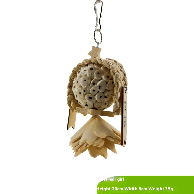 Papagaio natural ricepaperplant pith bola segurança planta roendo brinquedo molar