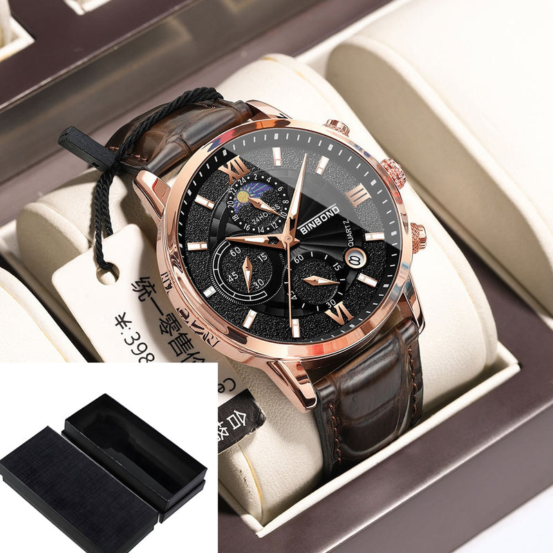 Einfacher multifunktionaler Chronograph, wasserdichte Quarzuhr