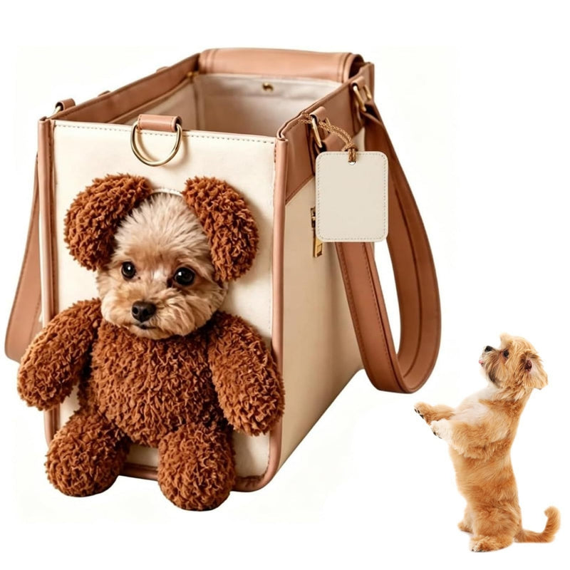 Kreative Haustiertasche mit großem Fassungsvermögen, Outdoor-Umhängetasche, Tragetasche für Katzen und kleine Hunde, Design: Brauner Bär, Haustierbedarf