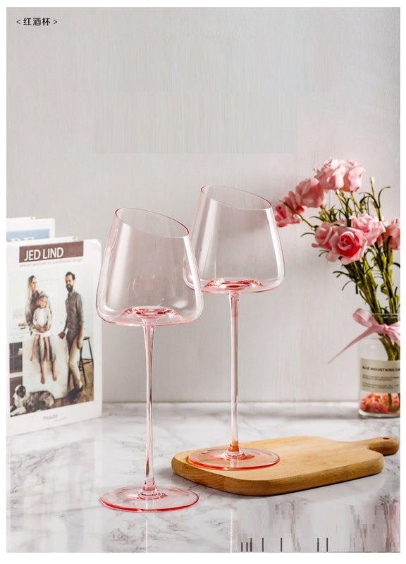 Flamingo Red Wine Oblique Mouth Glass Tall Cup