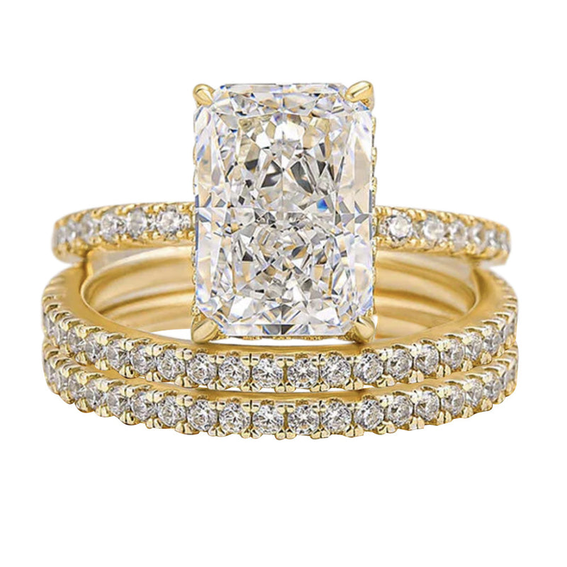 Conjunto de anel de zircônia com corte de flor de gelo super brilhante em prata esterlina S925