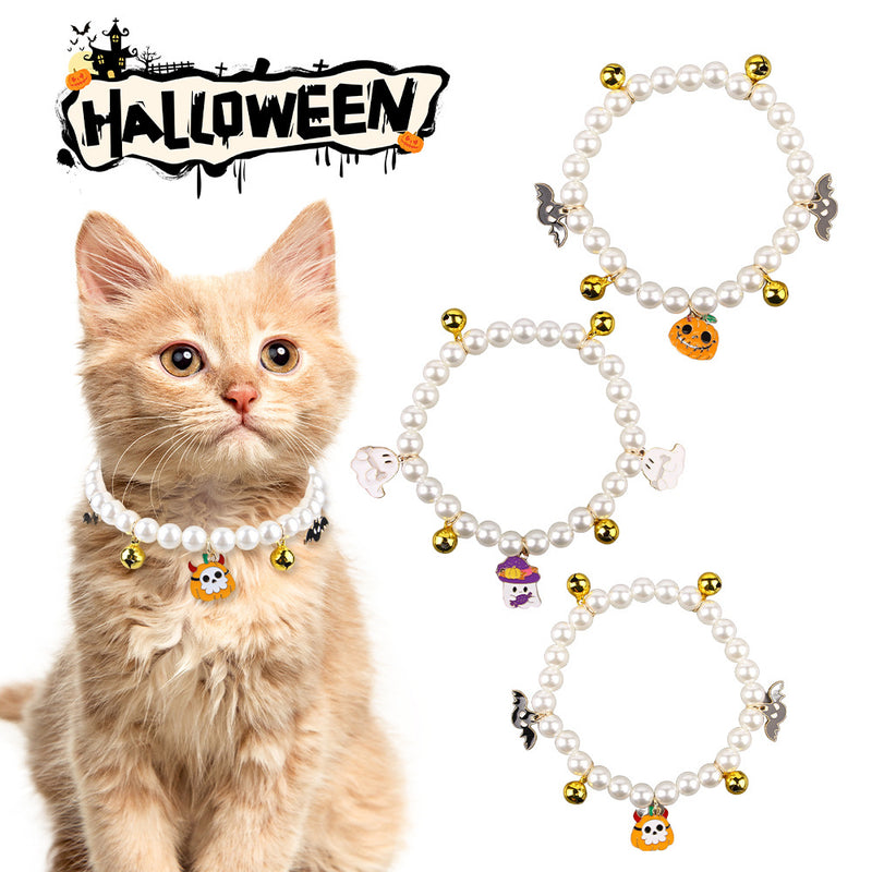 Halloween-Halsband für Katzen mit Perlenketten-Dekoration