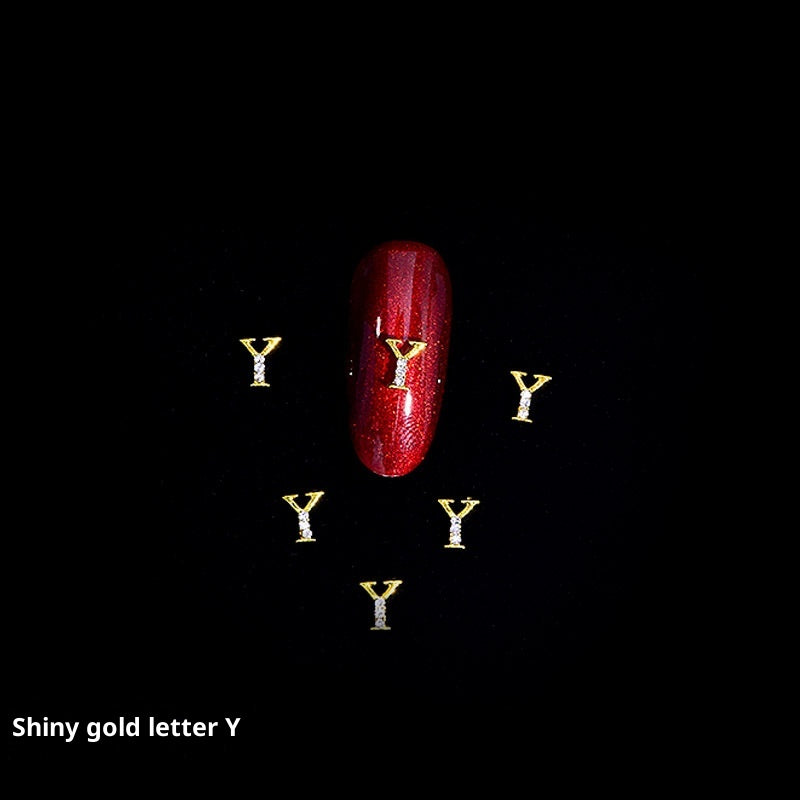 26 Letter Alloy Nail Ornament Nail Crystal