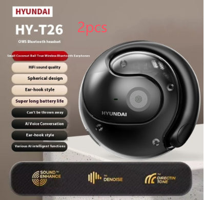 Auscultadores Bluetooth Sem Fios Coconut Ball, Modelo de Gancho com Redução de Ruído