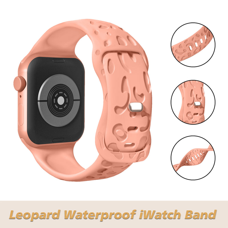 Applicable Watch Strap Watchs8ultra Laser Carving Embossed Leopard Print Butterfly Clasp Silicone