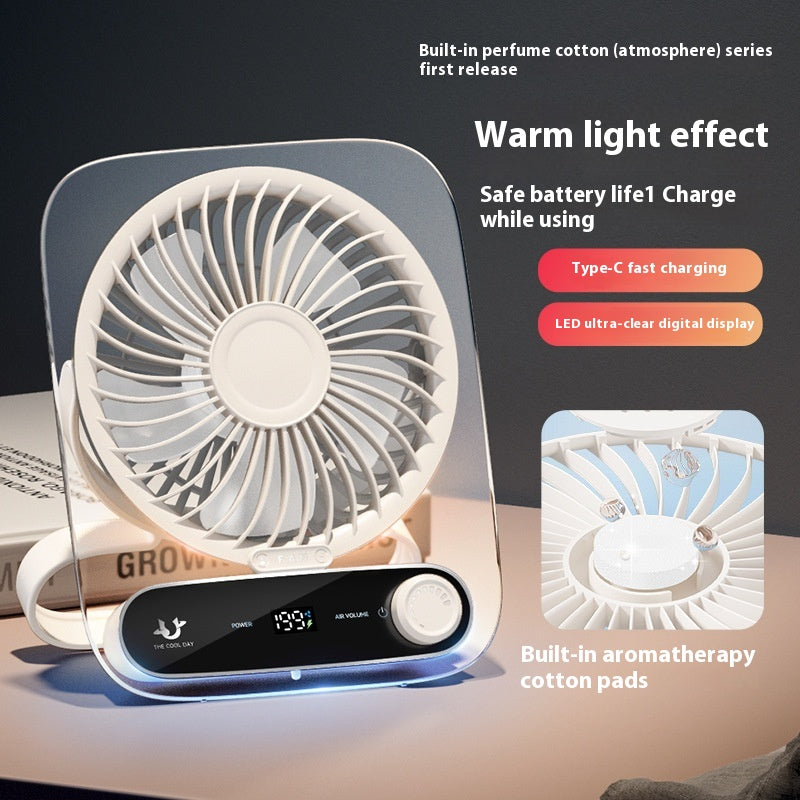 Ultradünner digitaler Desktop-Ventilator, geräuschlos, Mini, tragbar, USB-aufladbar