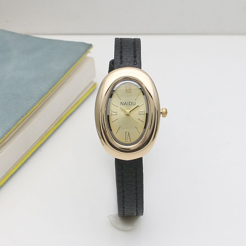Oval Sub-dial Thin Strap Quartz Watch