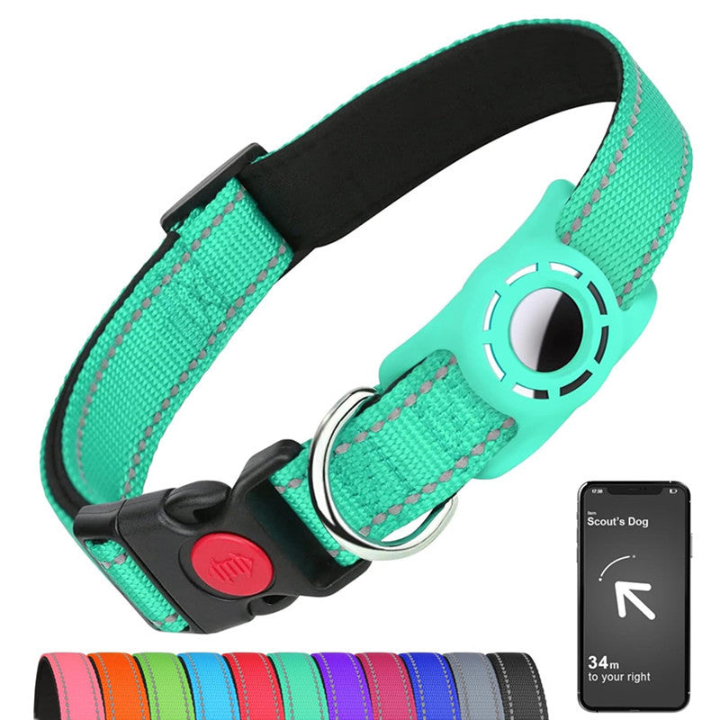 Reflektierendes Nylon-Hundehalsband mit schützender Taucherstoff-Hülle für Tracker