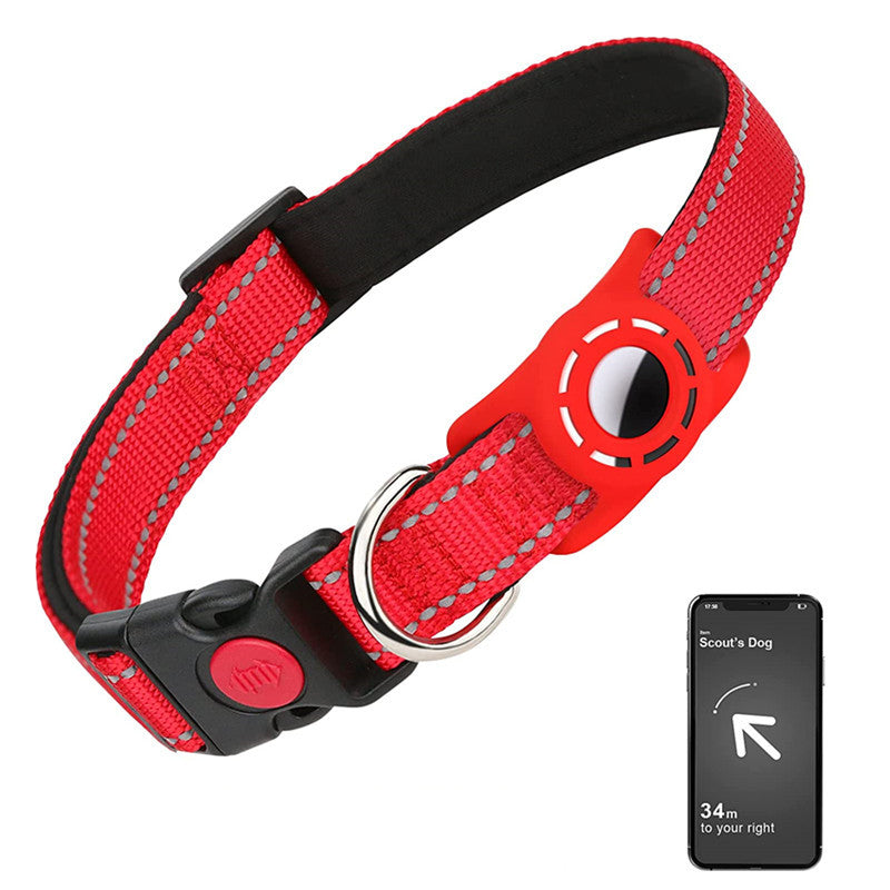 Reflektierendes Nylon-Hundehalsband mit schützender Taucherstoff-Hülle für Tracker