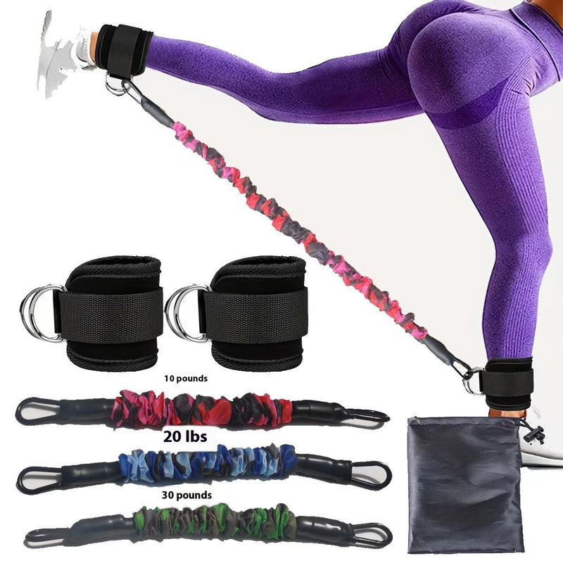 Widerstandsbänder mit Knöchelriemen, Hüft- und Beinkraft, Zugseil, Fitness, elastisches Training, Heim-Yoga, Pilates, Crossfit-Workout, Fitnessgeräte