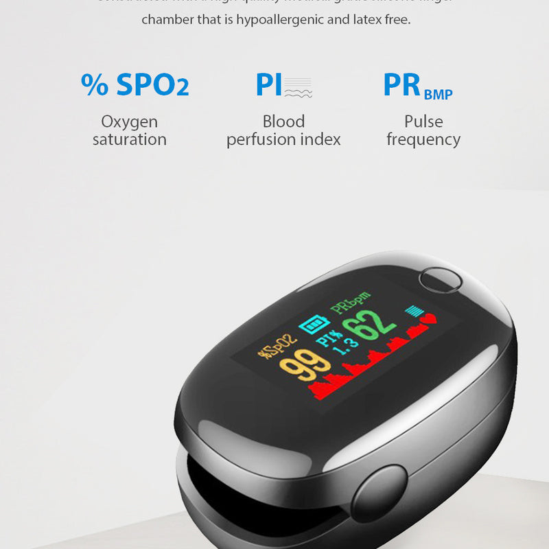 Fingertip Pulse Oximeter - OLED Display Blood Oxygen Saturation & Heart Rate Monitor With Perfusion Index