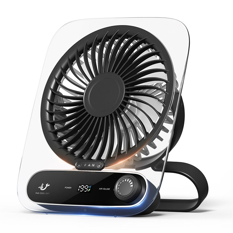Ultradünner digitaler Desktop-Ventilator, geräuschlos, Mini, tragbar, USB-aufladbar