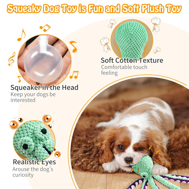Brinquedo de Peluche para Animais de Estimação Cão Gato Voz Polvo Concha Brinquedo de Puzzle Resistente à Mordida Brinquedo Interativo de Mastigar para Limpeza de Dentes de Cão Artigos para Animais