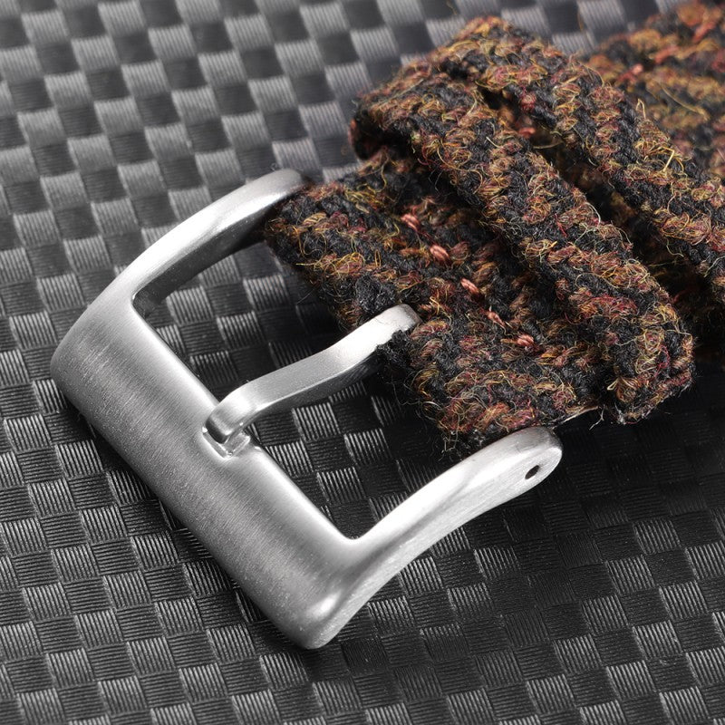 High-quality Tweed-finished Leather Watch Strap With Quick-release Mechanism, Vintage-style Wristband