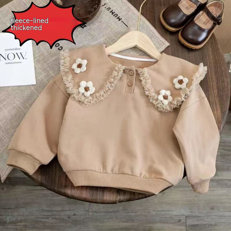 Doll Collar Sweater Girls' Baby Pullover
