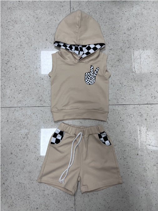 Hooded Sleeveless Shorts Set