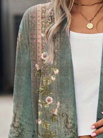 Xale Casaco Curto Cardigã Roupa Exterior Estilo Étnico