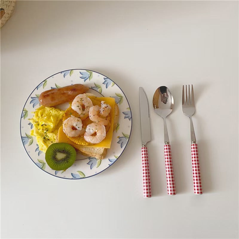 Western Ceramic Tableware High Quality Stainless Steel Handle Spork Dessert Fork Spork Spoon Cutlery