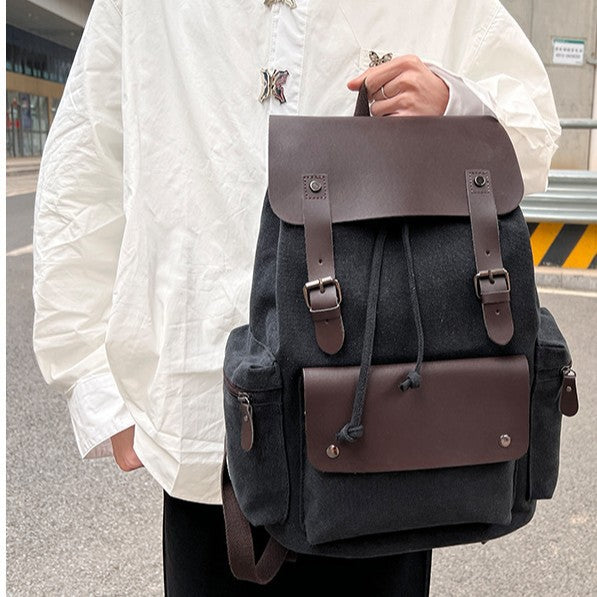 Mochila Retro de Grande Capacidade e Resistente ao Desgaste