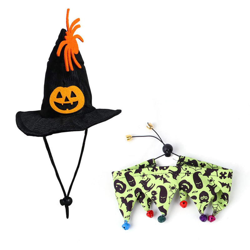 Conjunto de Gorro e Cachecol de Halloween para Gato