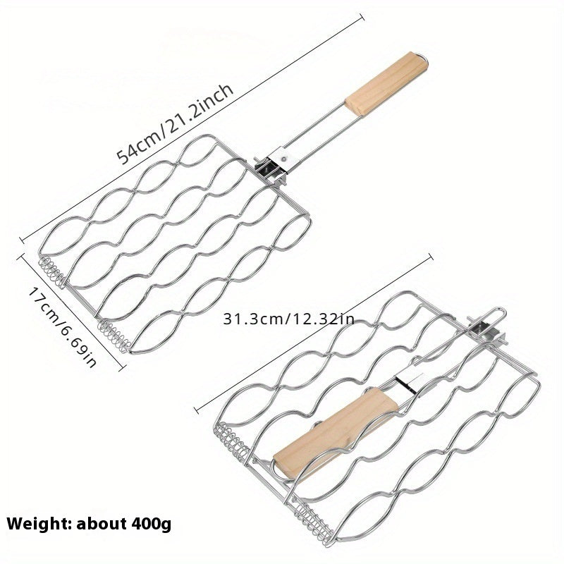 Pinça de Churrasco Anti-queimaduras de Cabo Dobrável Criativo com Galvanoplastia para Cozinha Doméstica e Exterior para Milho e Tostadas