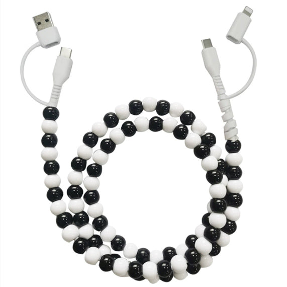2-in-1 Ladekabel mit farbigen Perlen