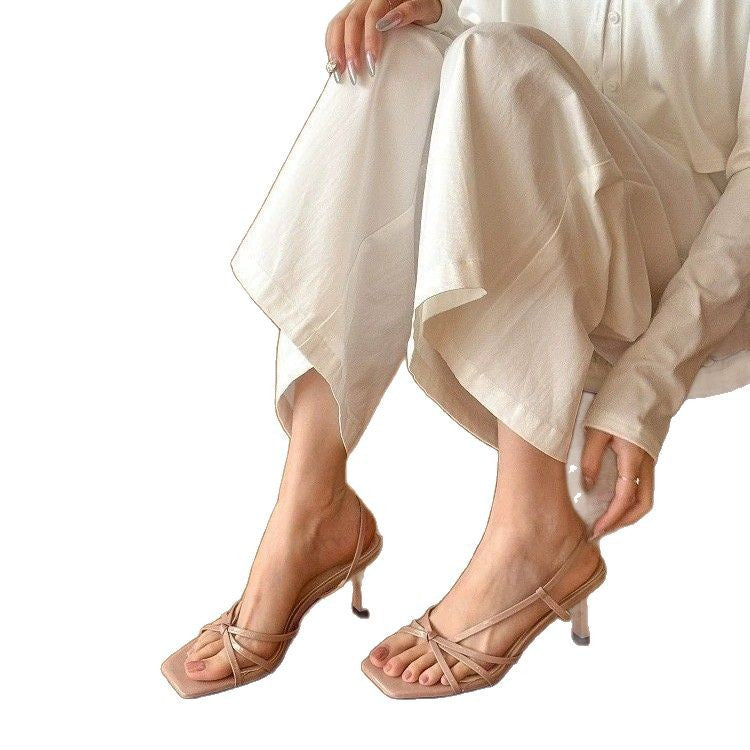 Open-toe Strappy Roman Sandals Celebrity-style Stiletto Heels Shoes