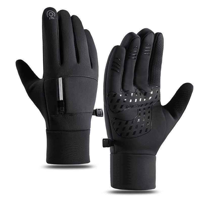 Outdoor waterproof gloves winter zipper touch screen