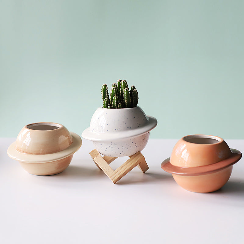 Creative Planet Shape Ceramic Flower Pot