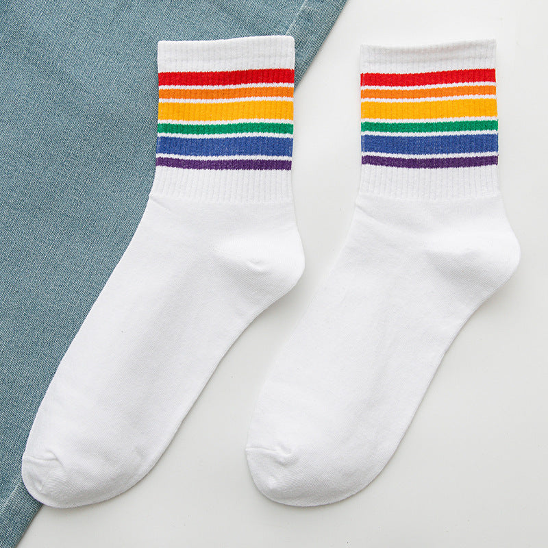 Rainbow Socks Meias femininas de algodão em meias tubulares