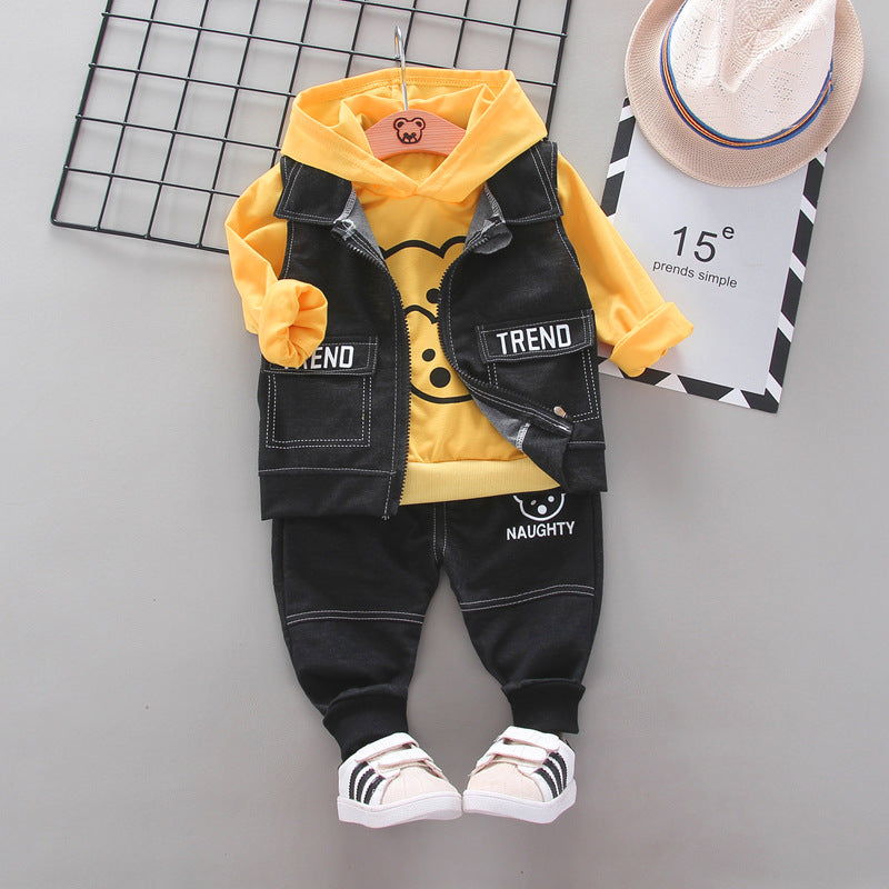 Boys' Sports Suit Casual Sweatshirt Three-Piece Set