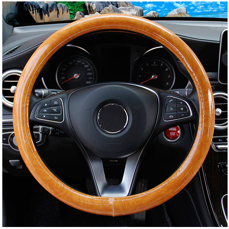 Peach Wood Grain Car Steering Wheel Cover