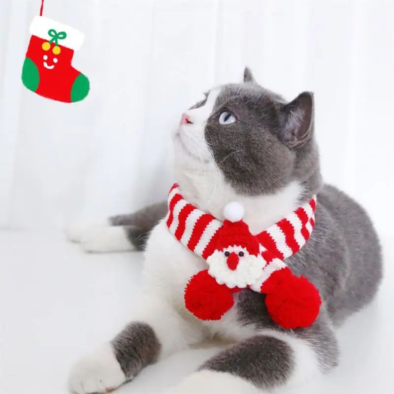 Verstellbare Accessoires Kleiner Welpe Winter Warmer Hund Katze Weihnachten Gestrickter Schal Halsband Kätzchen Schals Haustierkleidung Für Chihuahua
