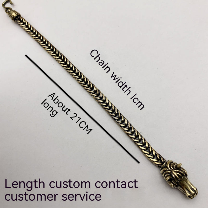 Bracelete de Corrente em Latão Puro com Cavalo Vintage