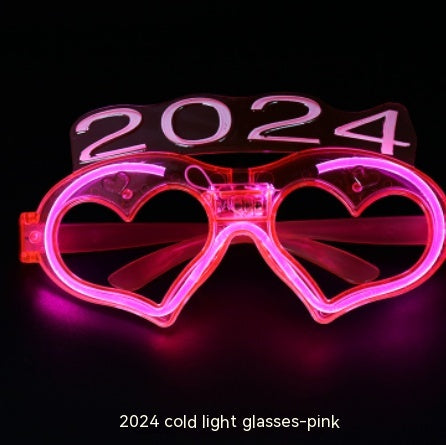 2024LED Cold Light Love Eyes Light Peach Heart Glasses