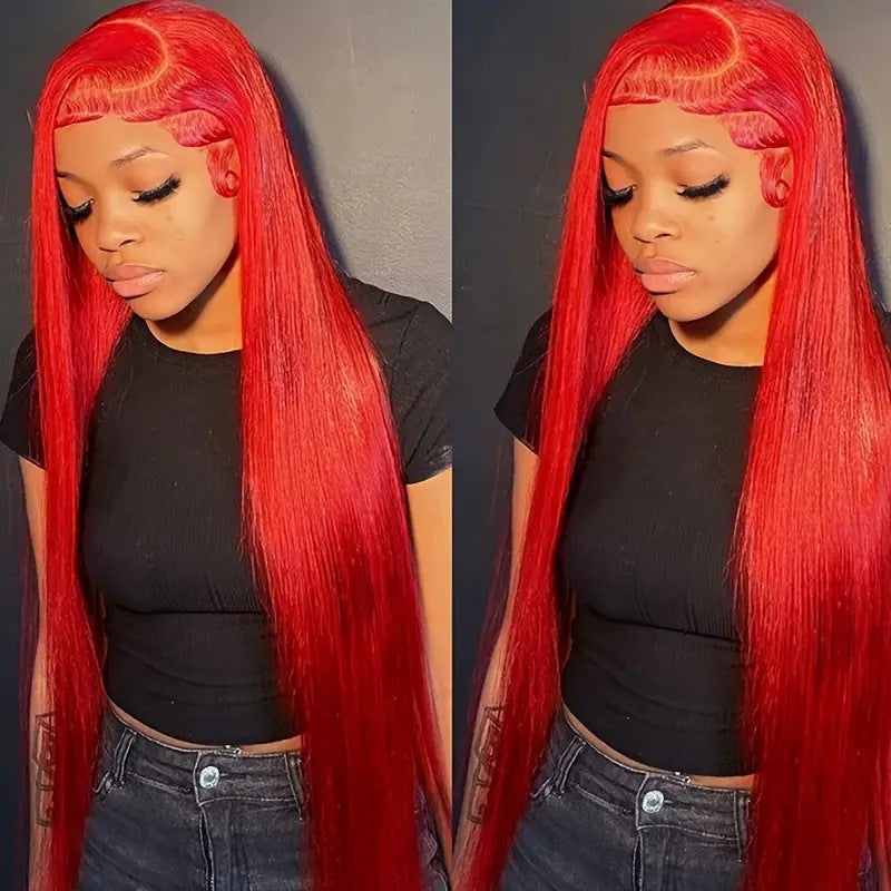 Peruca de Cabelo Liso Comprido de Cor Piano com Lace Frontal de Cabeça Inteira