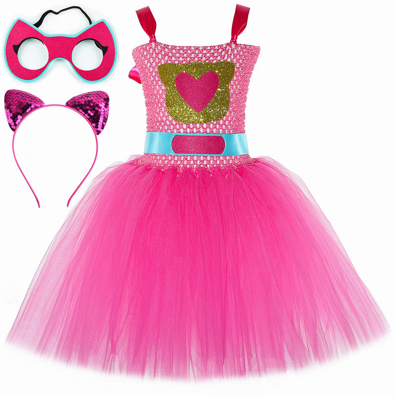 Super Cat Dress Children Cartoon Tulle Skirt Performance Wear