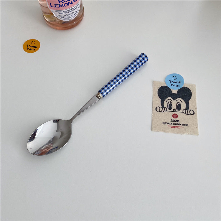 Western Ceramic Tableware High Quality Stainless Steel Handle Spork Dessert Fork Spork Spoon Cutlery