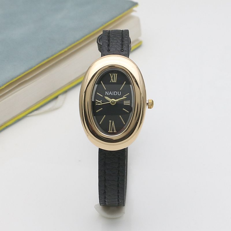 Oval Sub-dial Thin Strap Quartz Watch