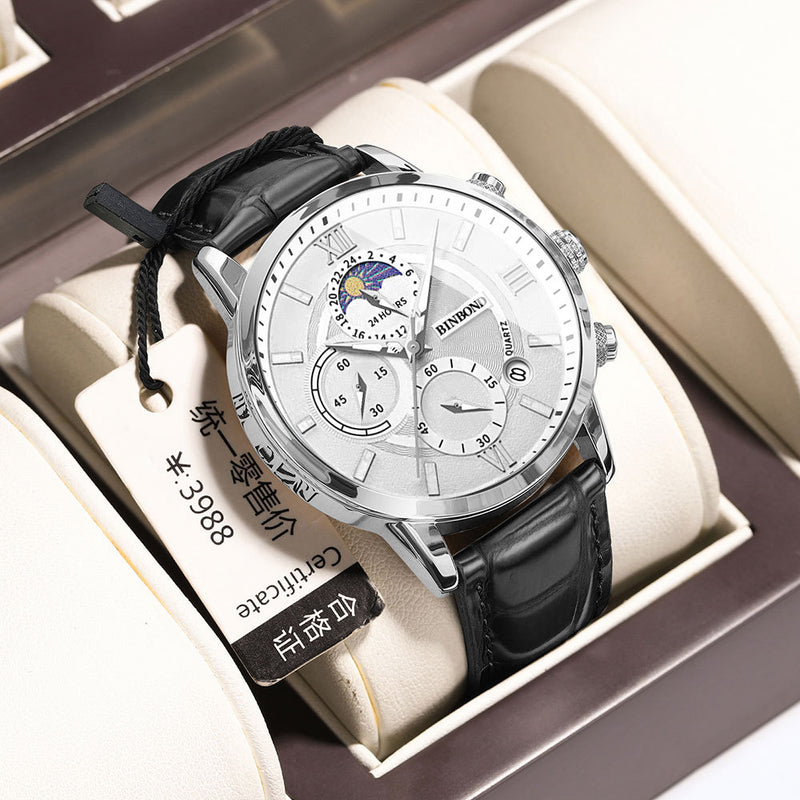 Einfacher multifunktionaler Chronograph, wasserdichte Quarzuhr
