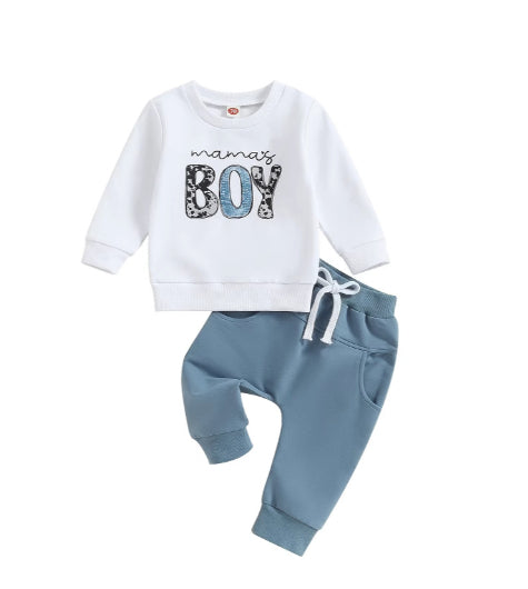 Fato de Desporto para Rapaz com Estampado de Letras e Flores, Camisola de Manga Comprida e Calças
