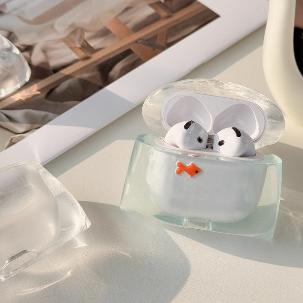 Transparent Soft Silicone Not Easy To Touch Gray Goldfish Earphone Case Protective Cover