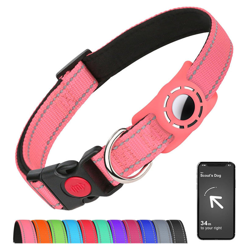 Reflektierendes Nylon-Hundehalsband mit schützender Taucherstoff-Hülle für Tracker