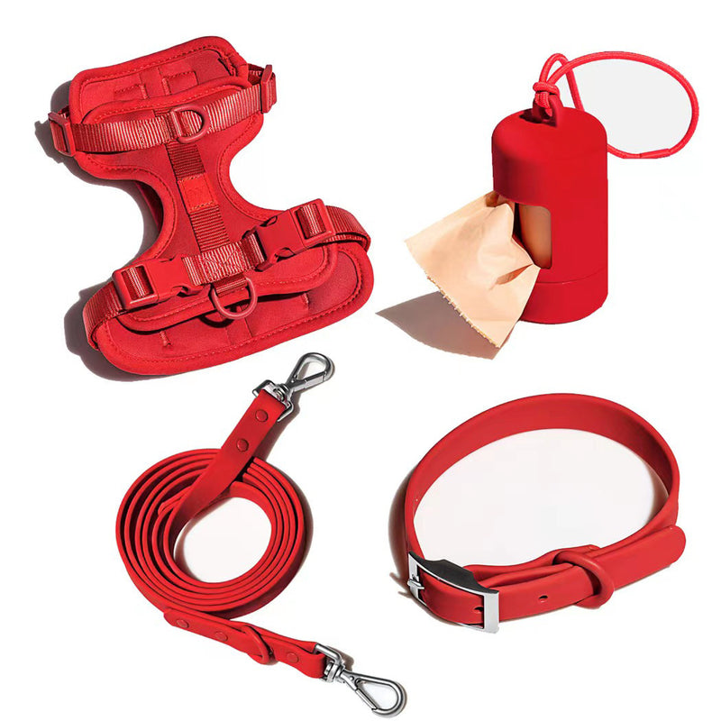 Doppellagiges Brustgeschirr-Set für Haustiere mit PVC-Führungsleine